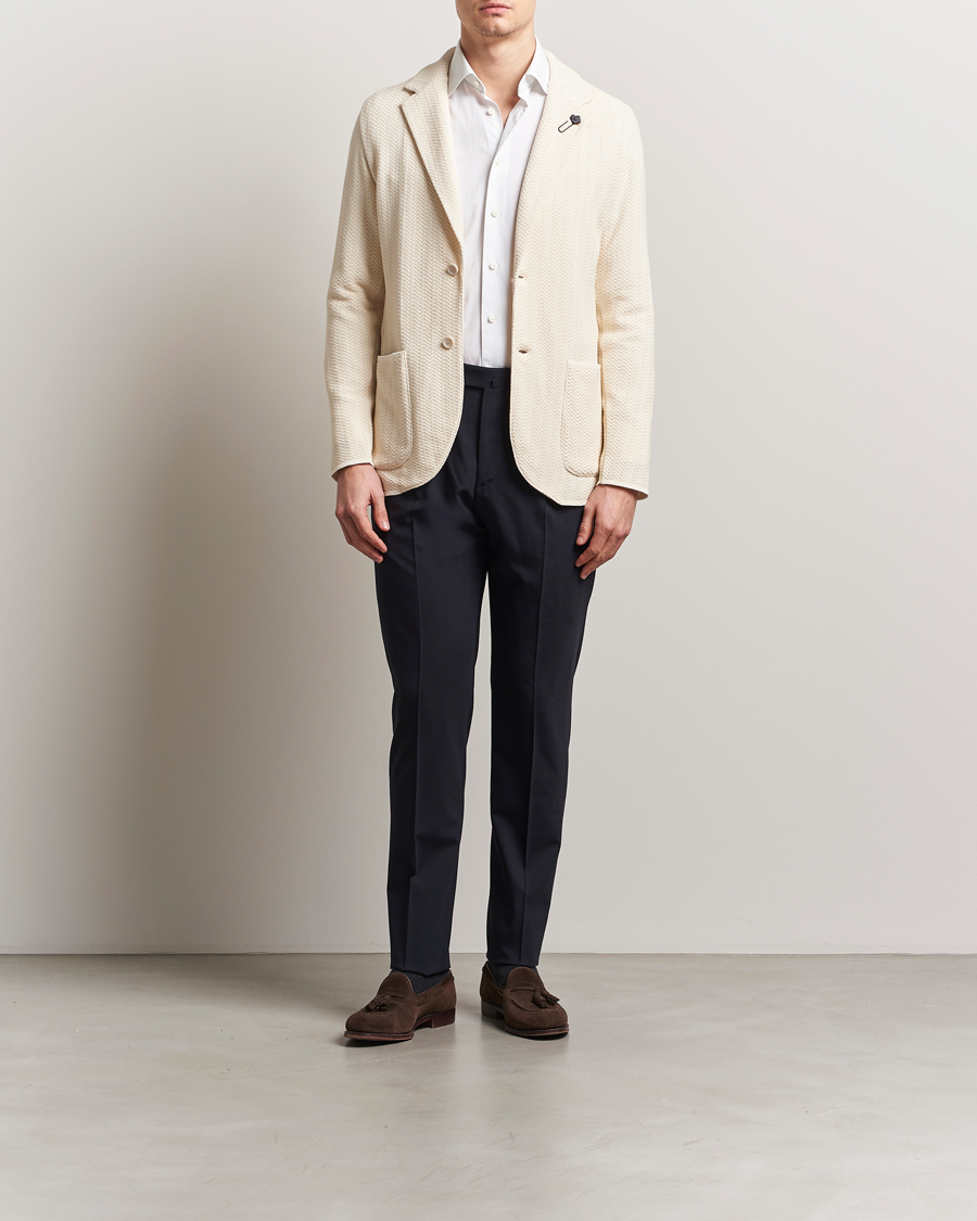 Herren | Sakkos | Lardini | Knitted Cotton Structured Blazer White/Beige