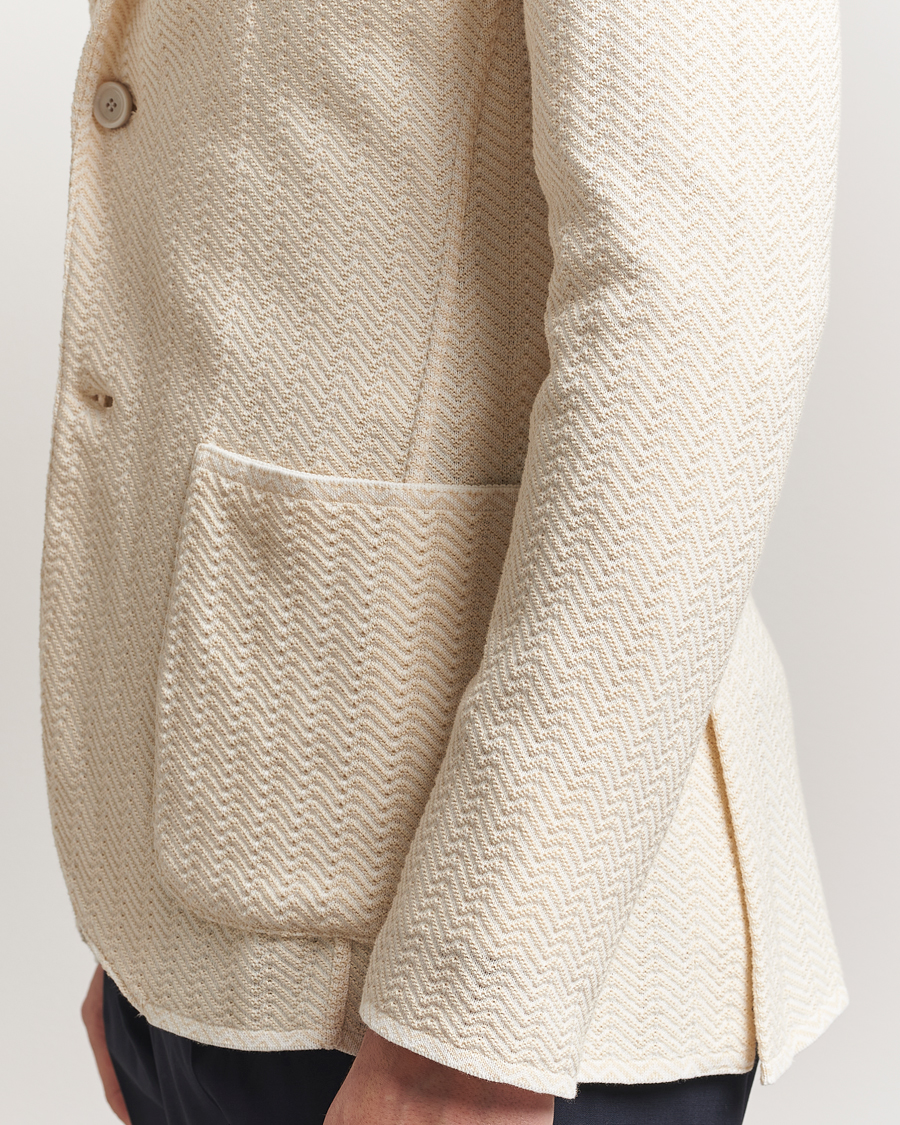 Herren | Sakkos | Lardini | Knitted Cotton Structured Blazer White/Beige