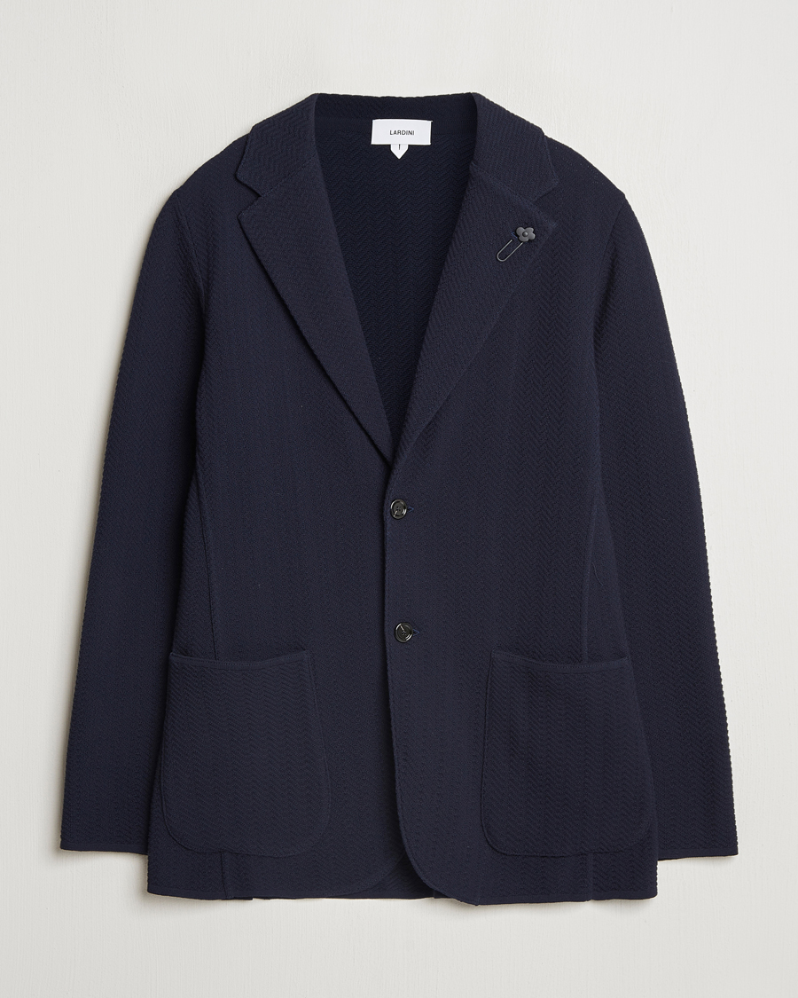 Herren | Sakkos | Lardini | Knitted Cotton Structured Blazer Navy