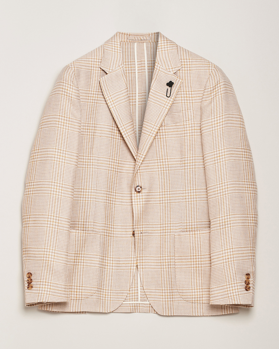 Herren | Sakkos | Lardini | Cotton/Linen Glencheck Blazer Beige