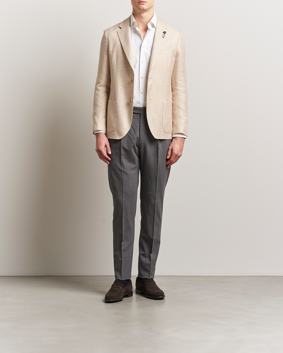 Herren | Sakkos | Lardini | Cotton/Linen Glencheck Blazer Beige