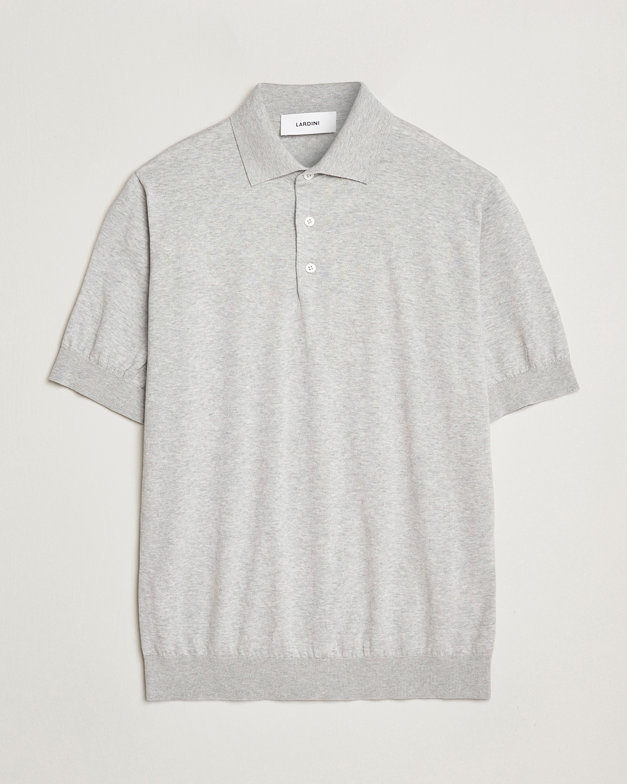 Herren | Poloshirts | Lardini | Knitted Cotton Polo Light Grey