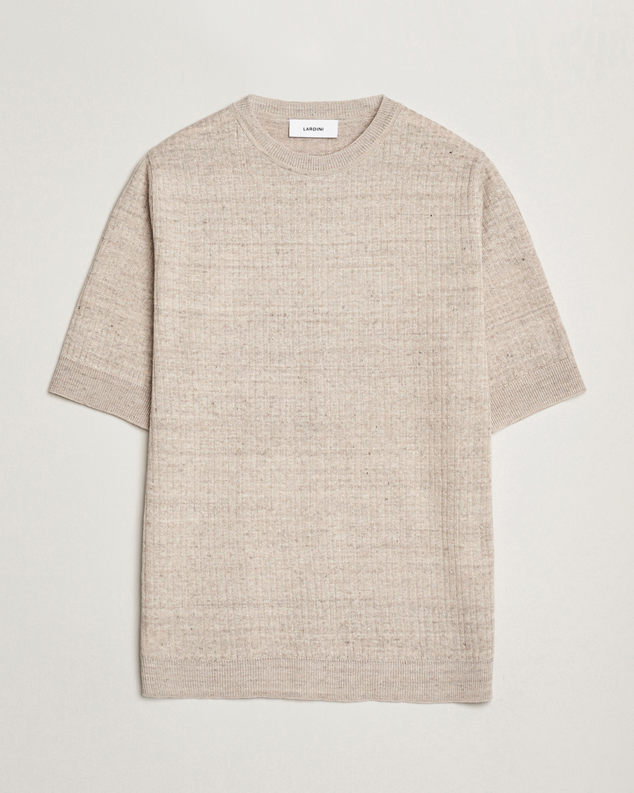 Herren | T-Shirts | Lardini | Knitted Linen/Cotton T-Shirt Beige