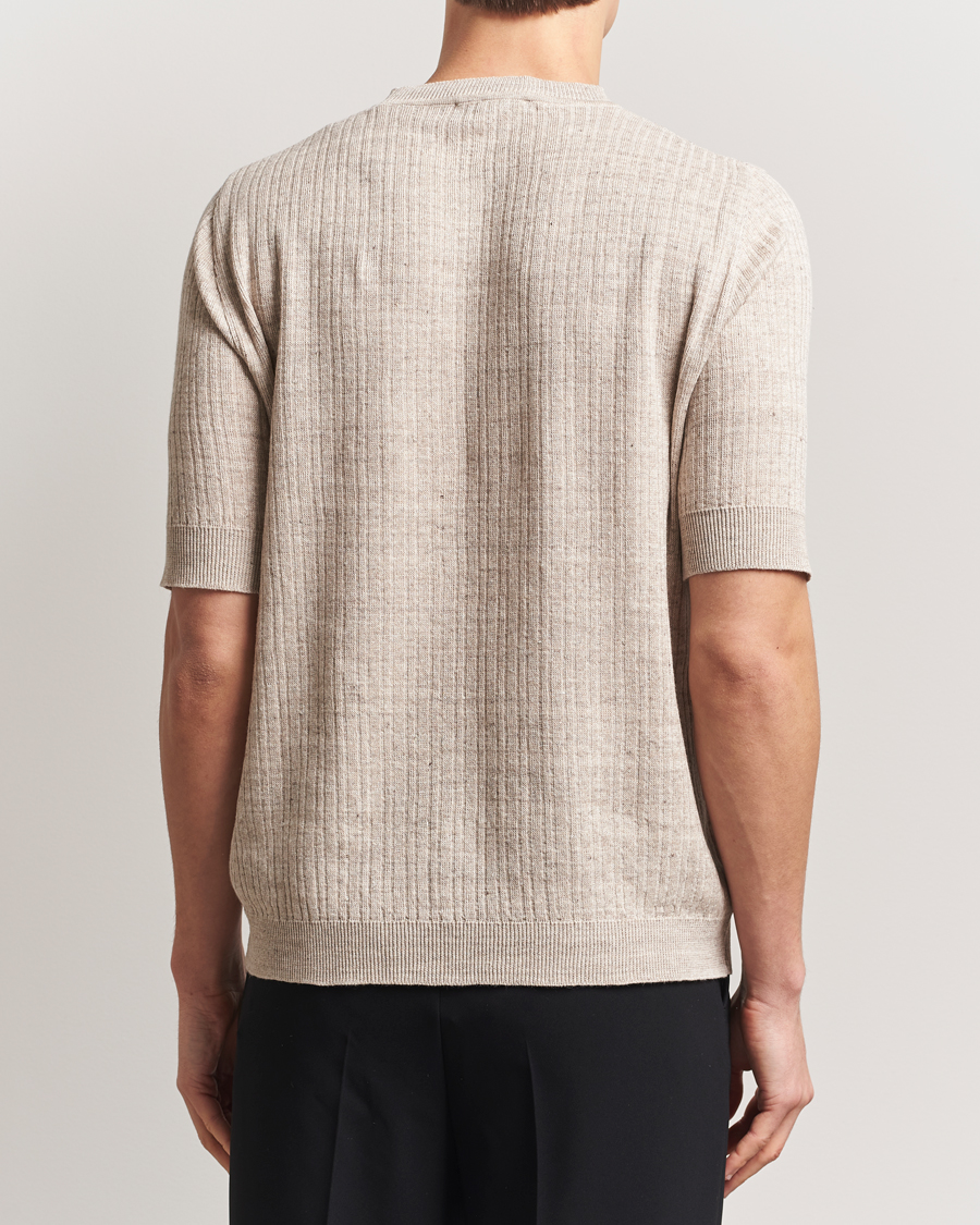 Herren | T-Shirts | Lardini | Knitted Linen/Cotton T-Shirt Beige
