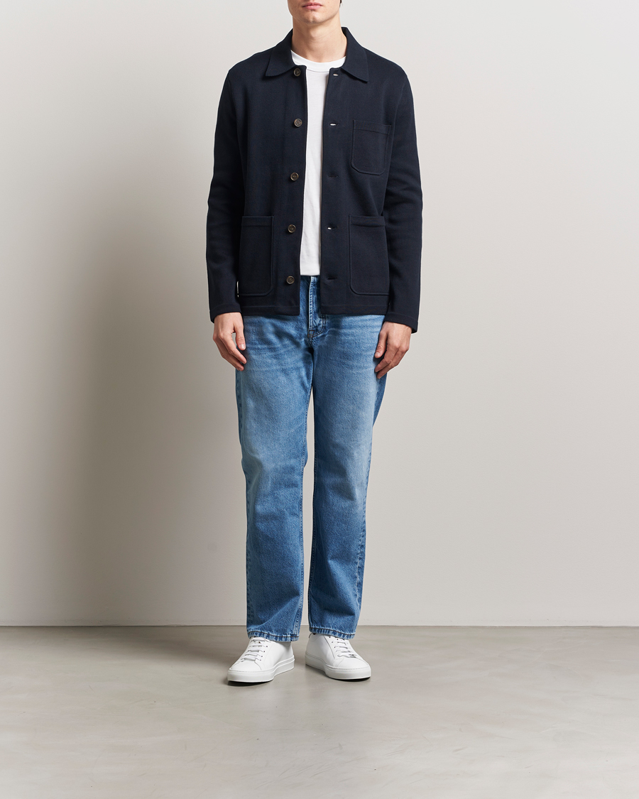 Herren | Hemden | Morris | Jake Knitted Shirt Jacket Navy