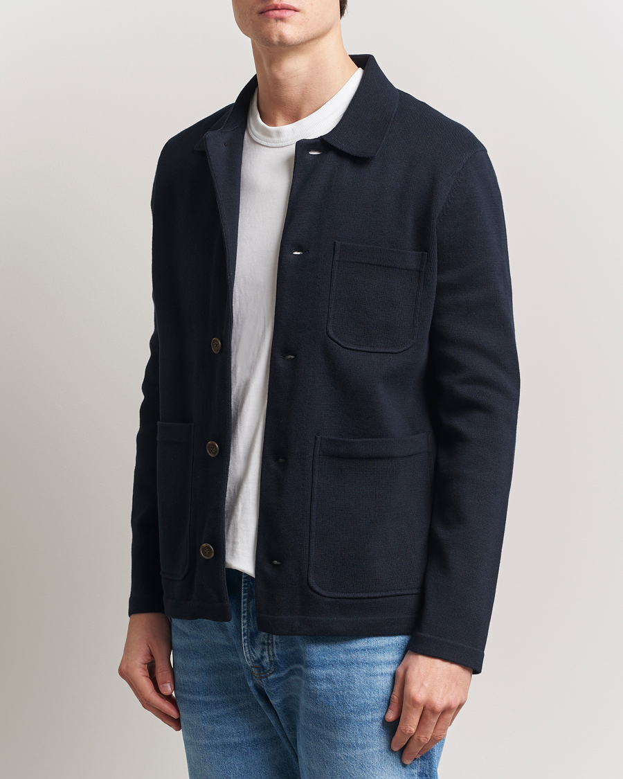 Herren | Hemden | Morris | Jake Knitted Shirt Jacket Navy