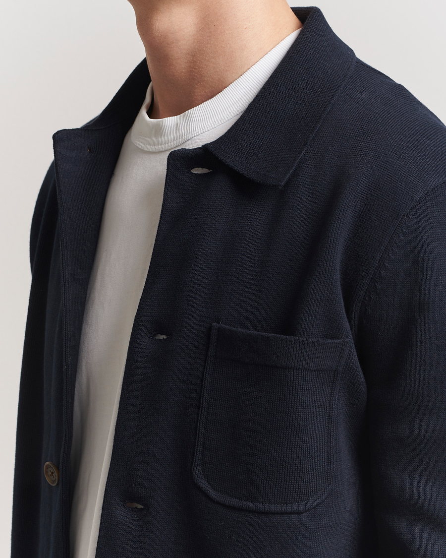 Herren | Hemden | Morris | Jake Knitted Shirt Jacket Navy
