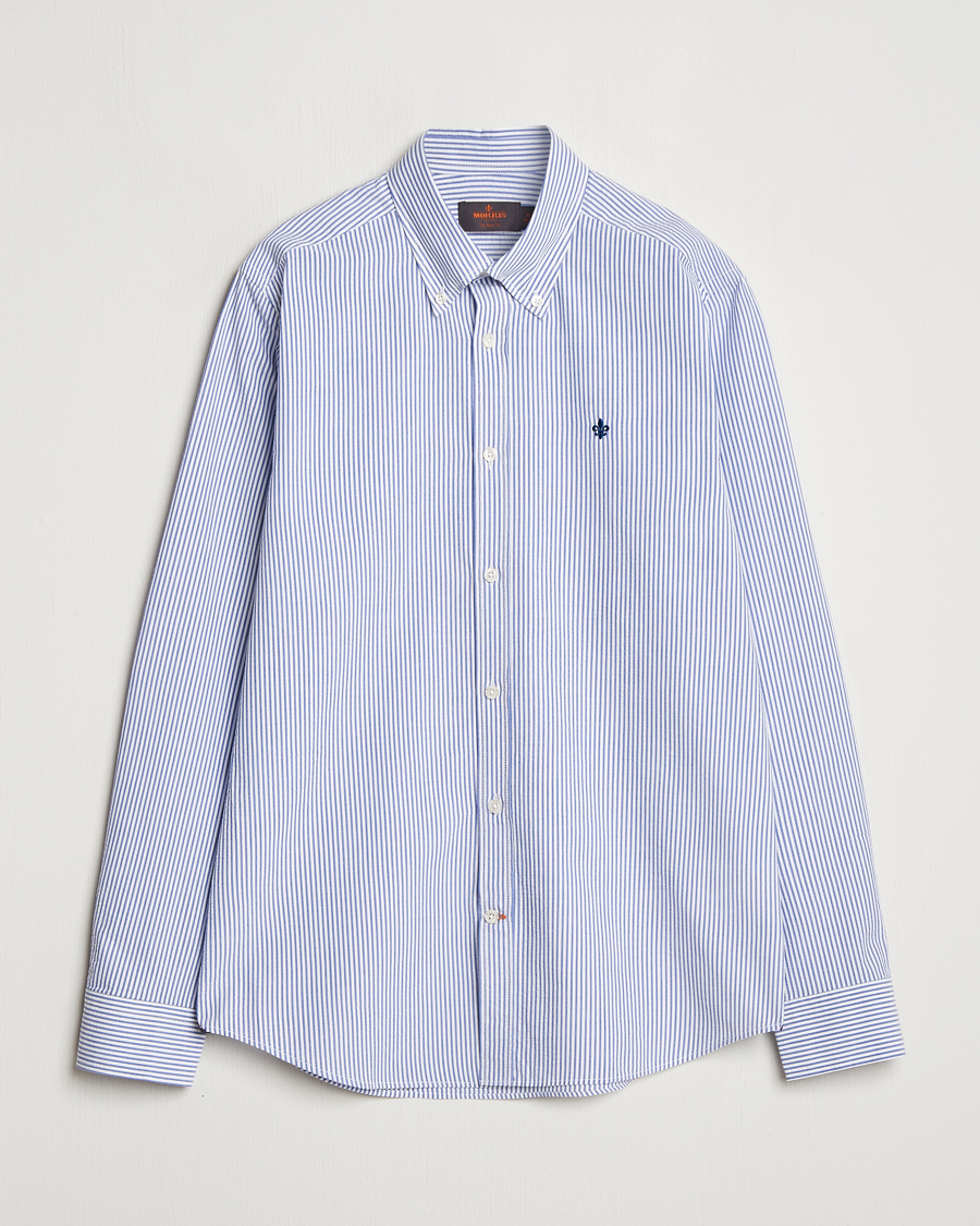 Herren | Hemden | Morris | Slim Fit Striped Seersucker Shirt Old Blue