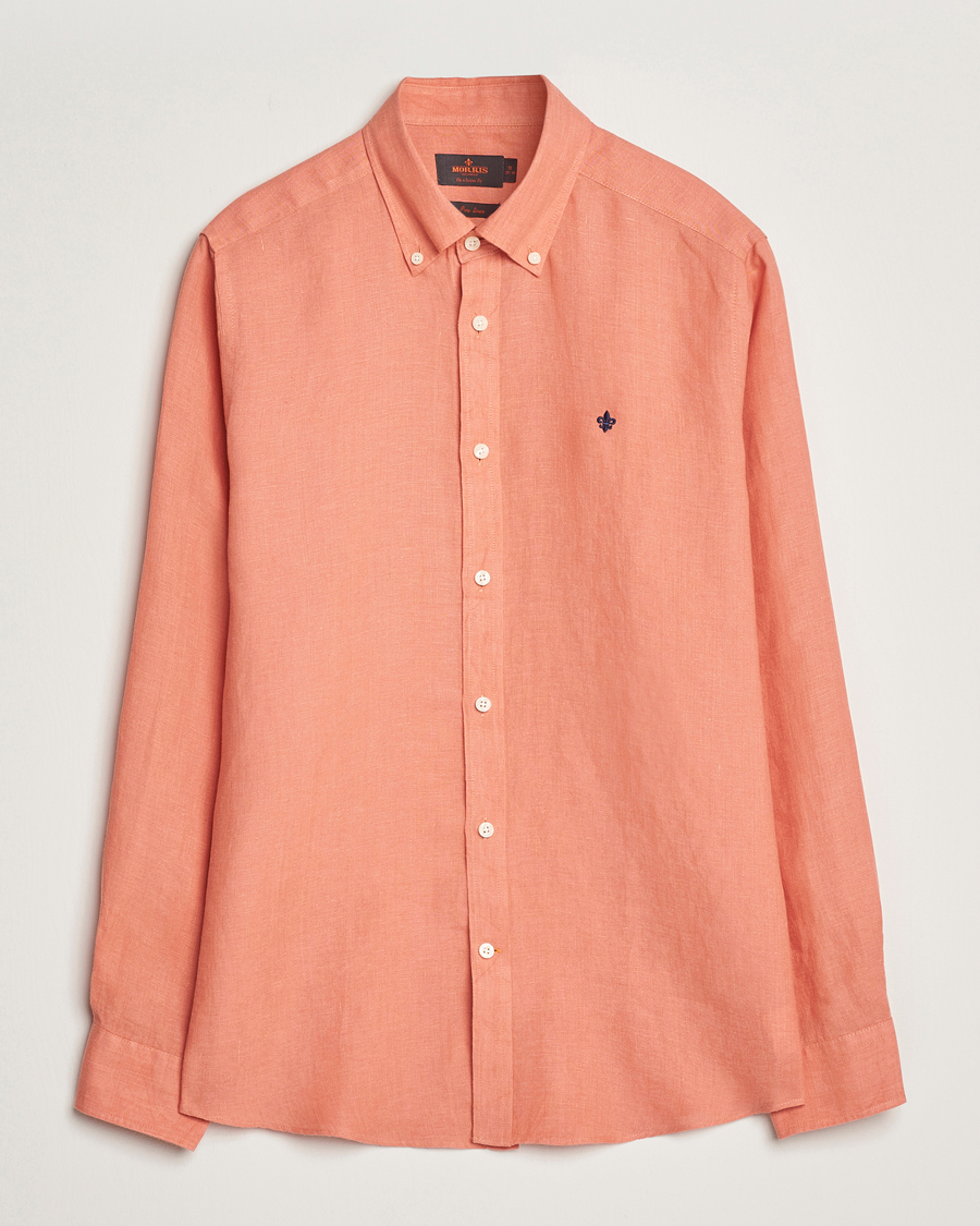 Herren | Hemden | Morris | Douglas Linen Button Down Shirt Burnt Orange