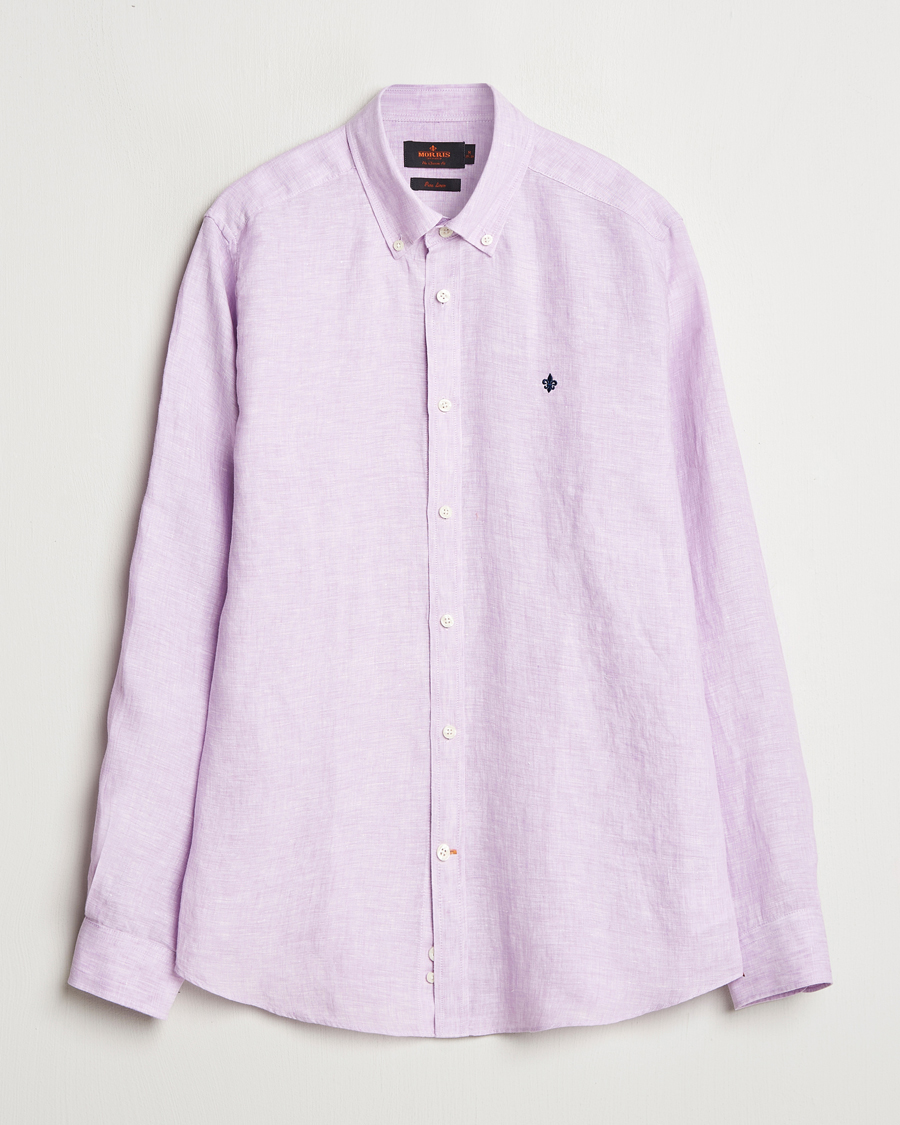 Herren | Hemden | Morris | Douglas Linen Button Down Shirt Purple