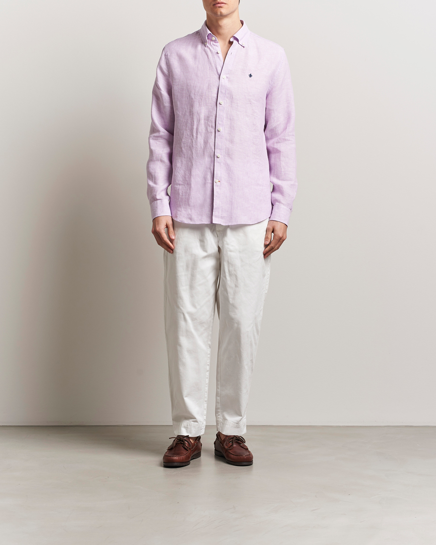 Herren | Hemden | Morris | Douglas Linen Button Down Shirt Purple