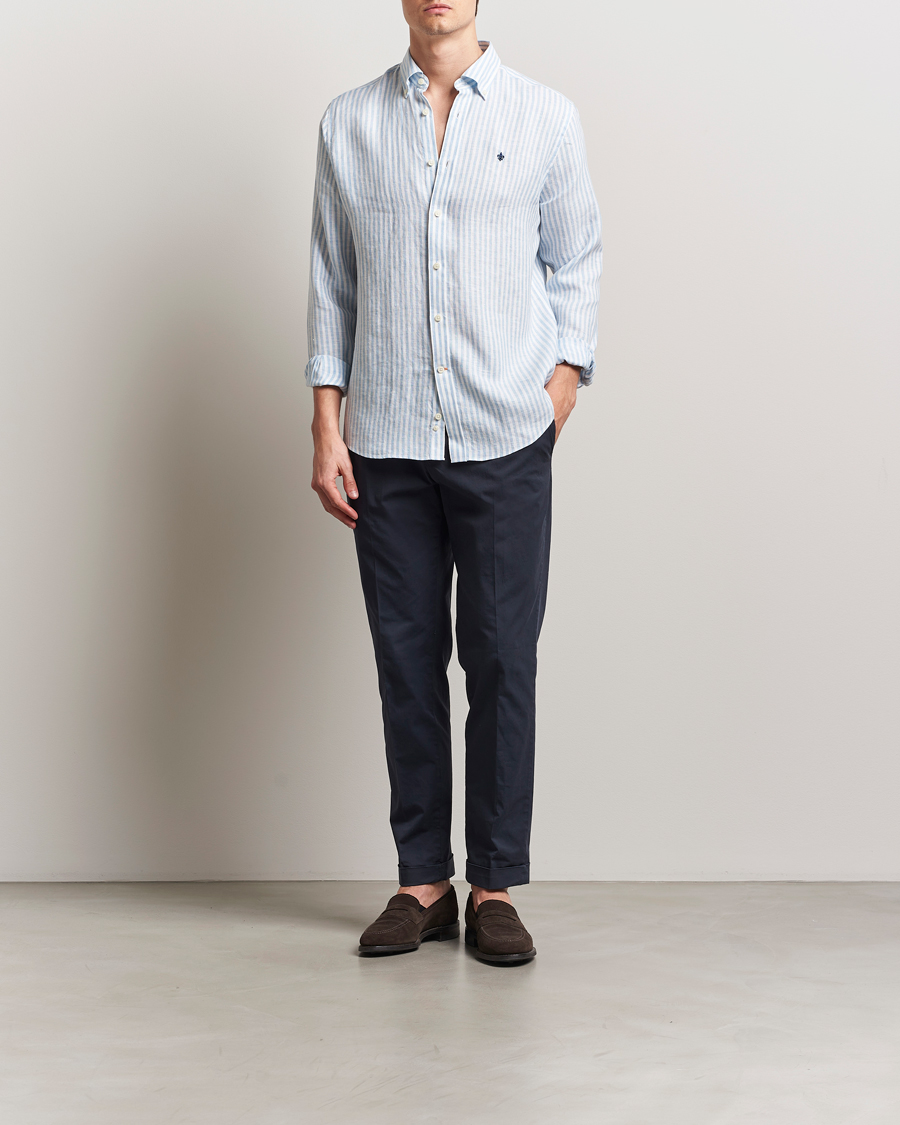 Herren | Hemden | Morris | Douglas Striped Linen Shirt Light Blue