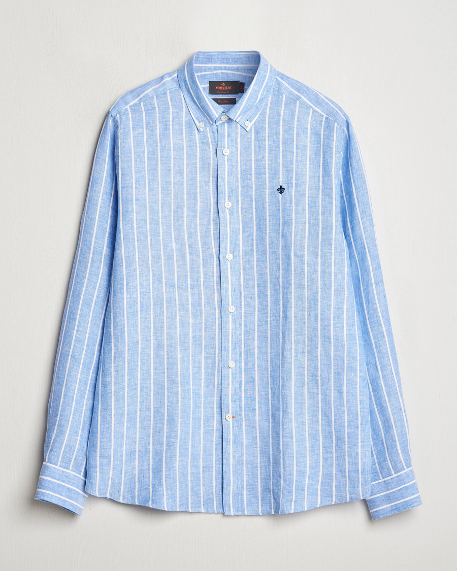 Herren | Hemden | Morris | Douglas Striped Linen Shirt Dark Blue