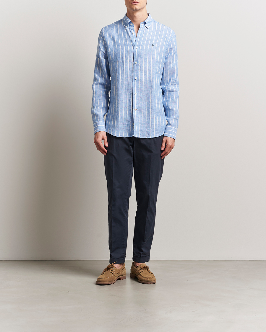 Herren | Hemden | Morris | Douglas Striped Linen Shirt Dark Blue