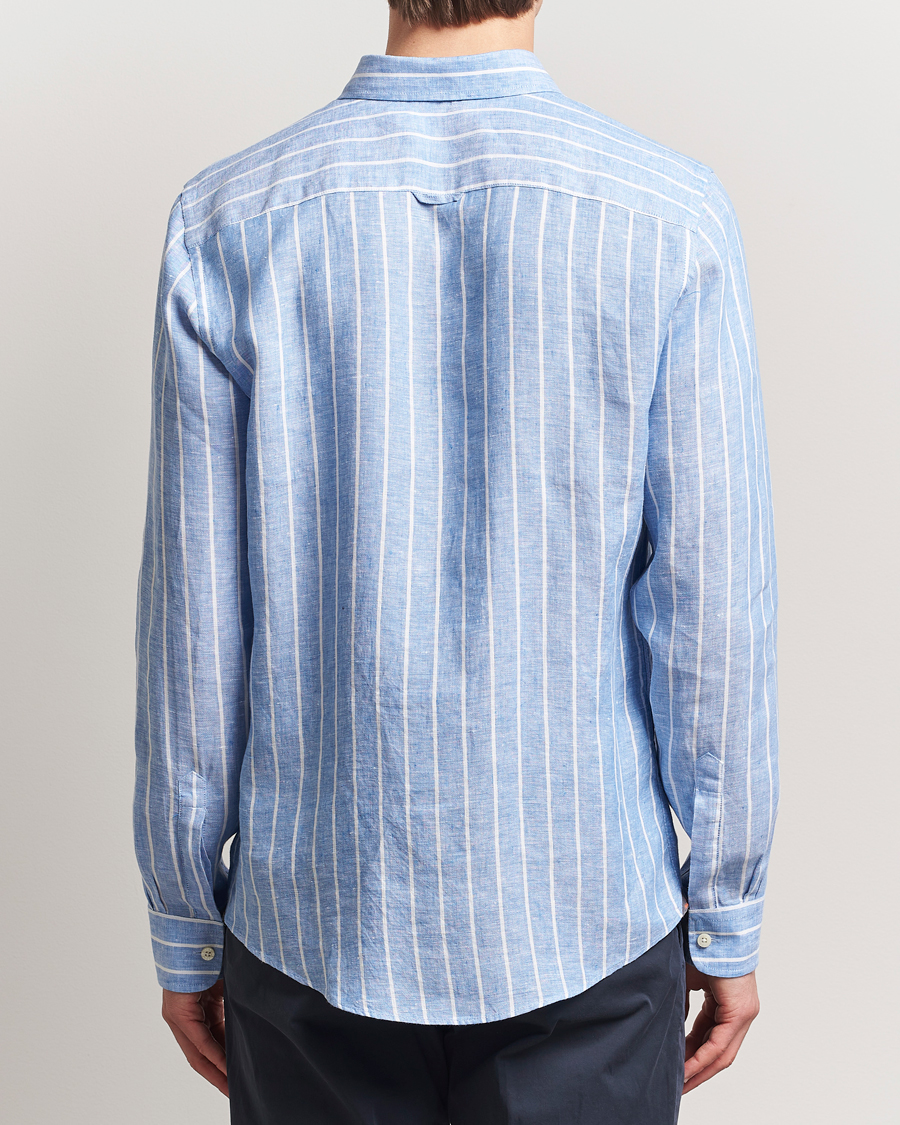Herren | Hemden | Morris | Douglas Striped Linen Shirt Dark Blue