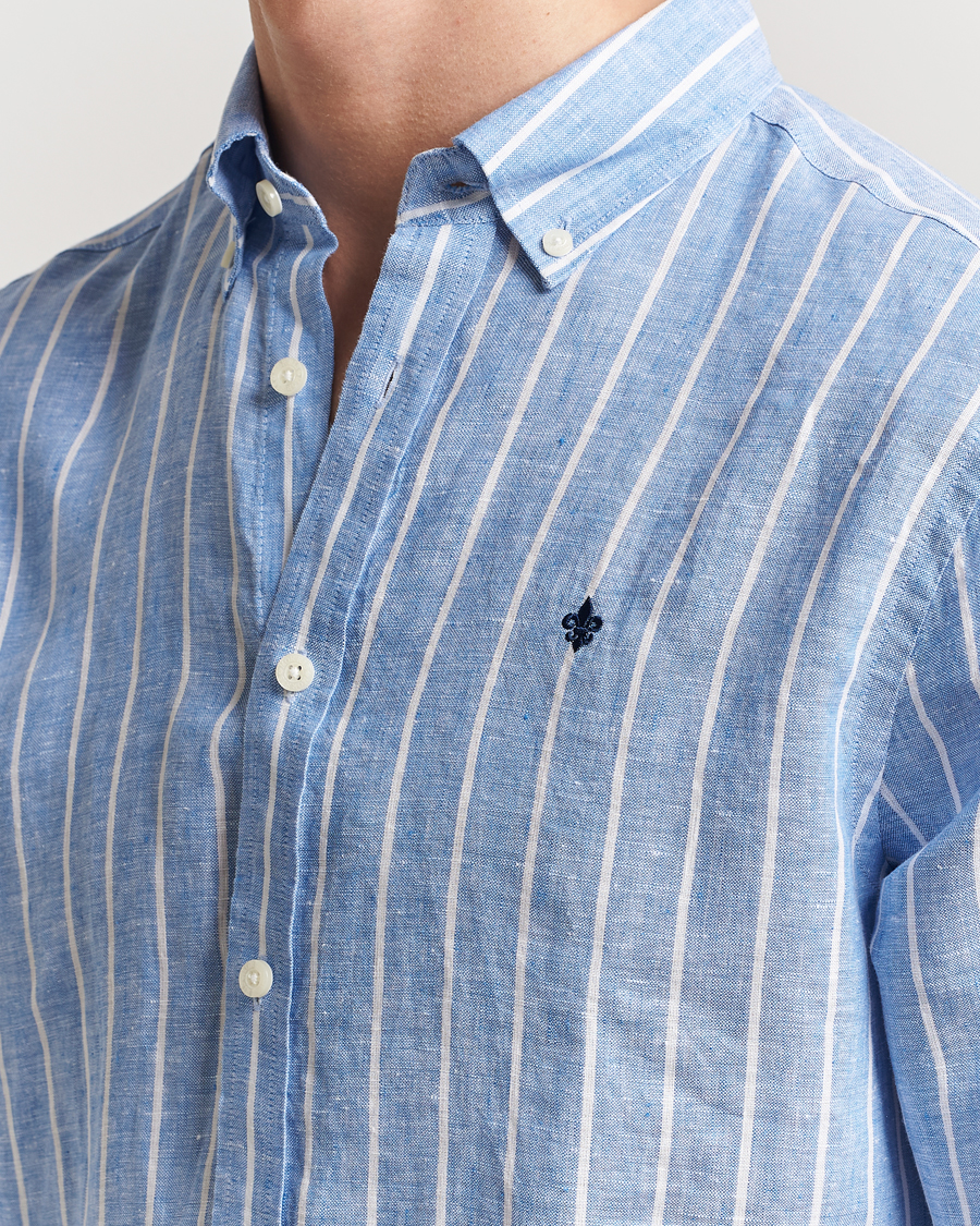 Herren | Hemden | Morris | Douglas Striped Linen Shirt Dark Blue