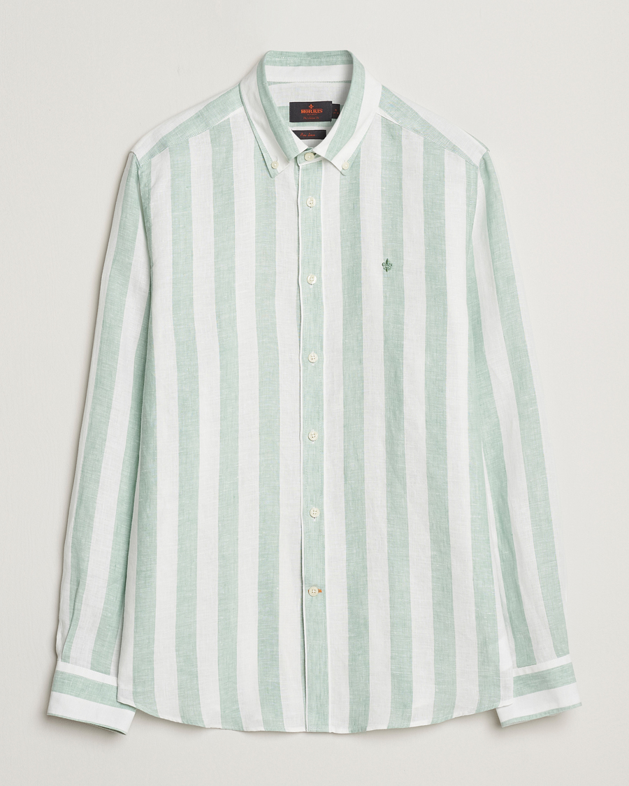 Herren | Hemden | Morris | Douglas Striped Linen Shirt Light Green