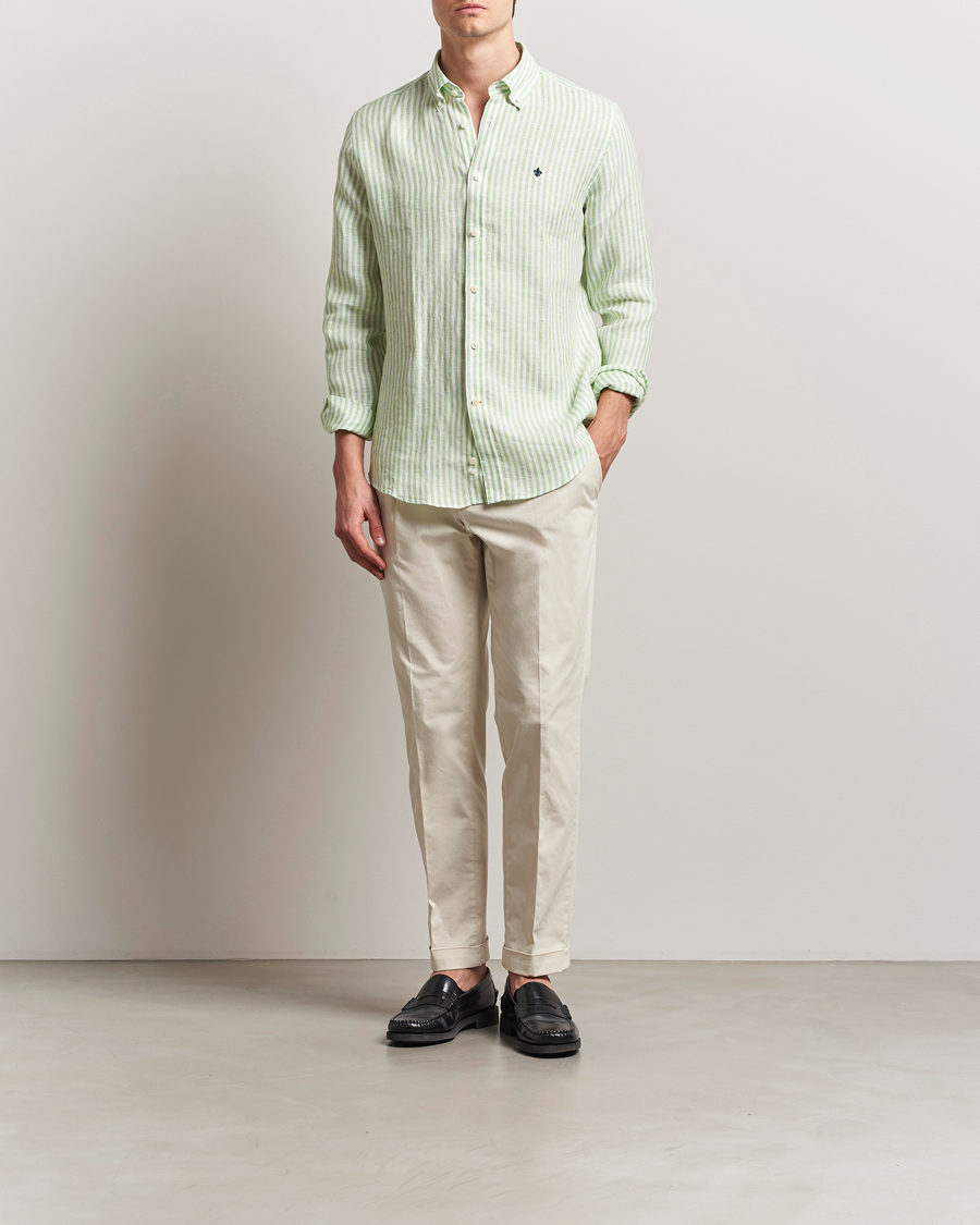 Herren | Hemden | Morris | Douglas Striped Linen Shirt Green