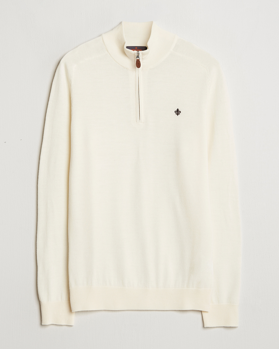 Herren | Pullover | Morris | John Merino Half Zip White