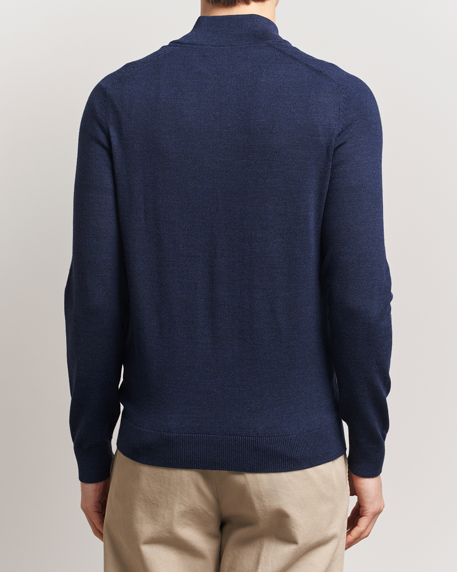 Herren | Pullover | Morris | John Merino Half Zip Dark Blue
