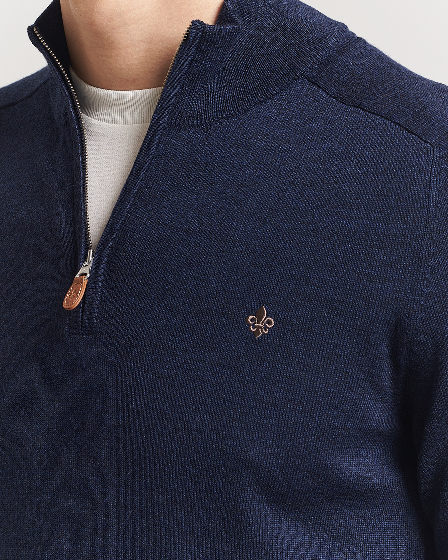 Herren | Pullover | Morris | John Merino Half Zip Dark Blue
