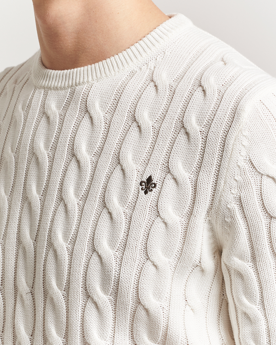 Herren | Pullover | Morris | Ethan Cable O-Neck Off White