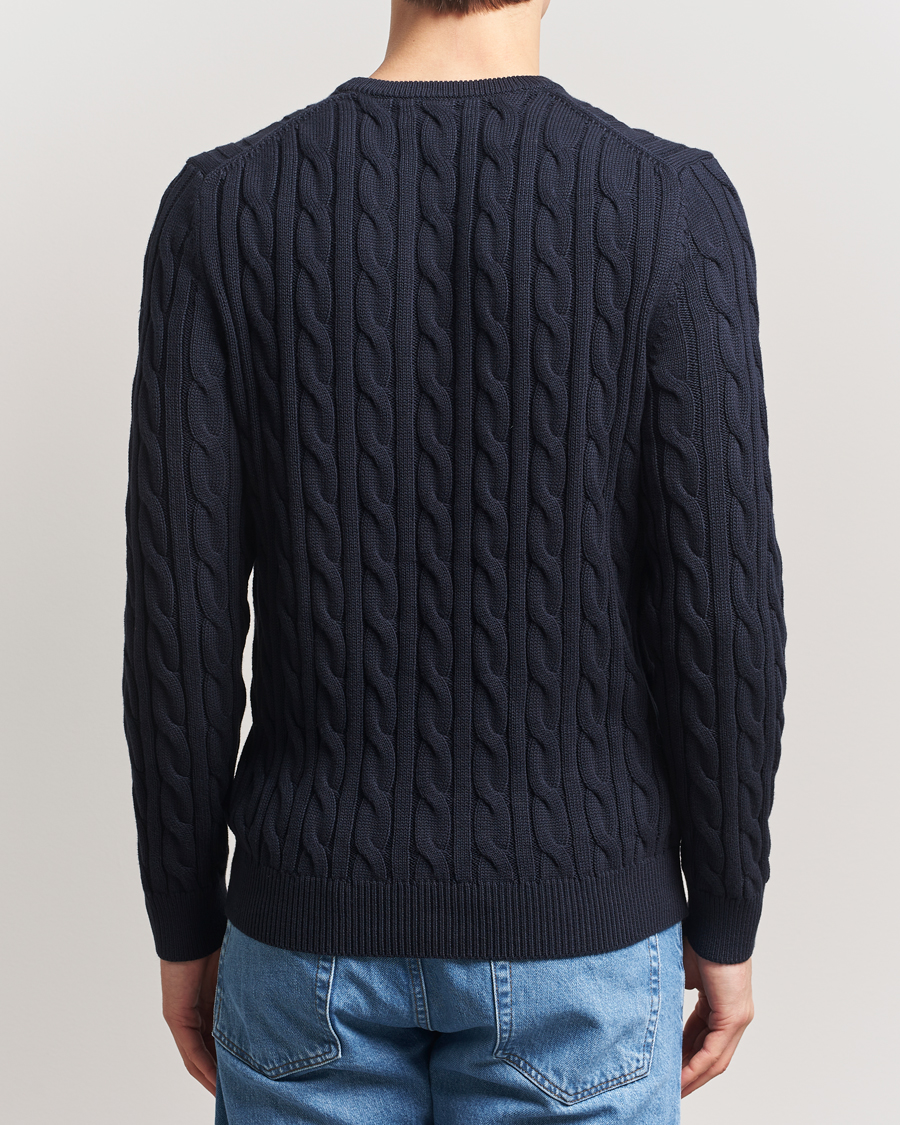 Herren | Pullover | Morris | Ethan Cable O-Neck Old Blue