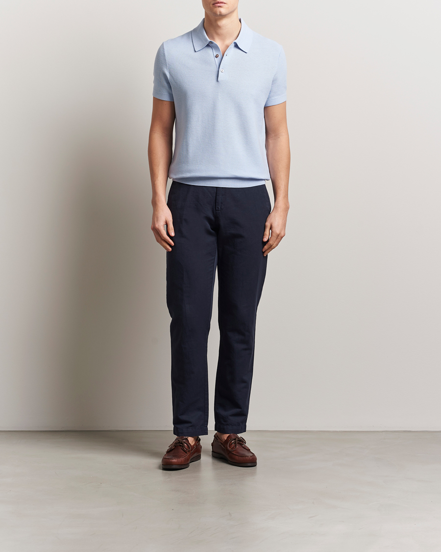Herren | Poloshirts | Morris | Walter Knitted Polo Light Blue