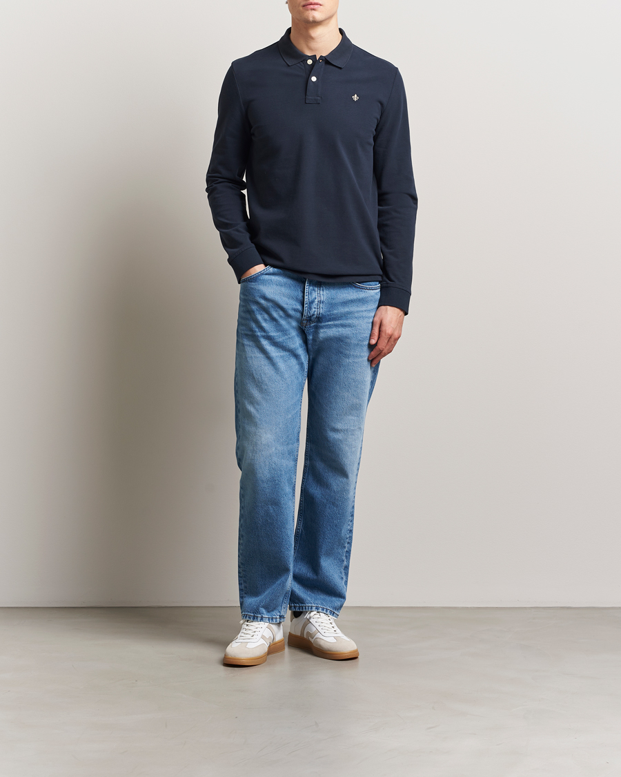Herren | Pullover | Morris | Camden Long Sleeve Pique Dark Blue