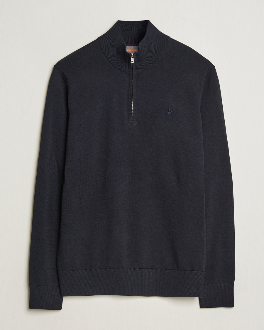 Herren | Pullover | Morris | Riley Cotton Half Zip Dark Blue
