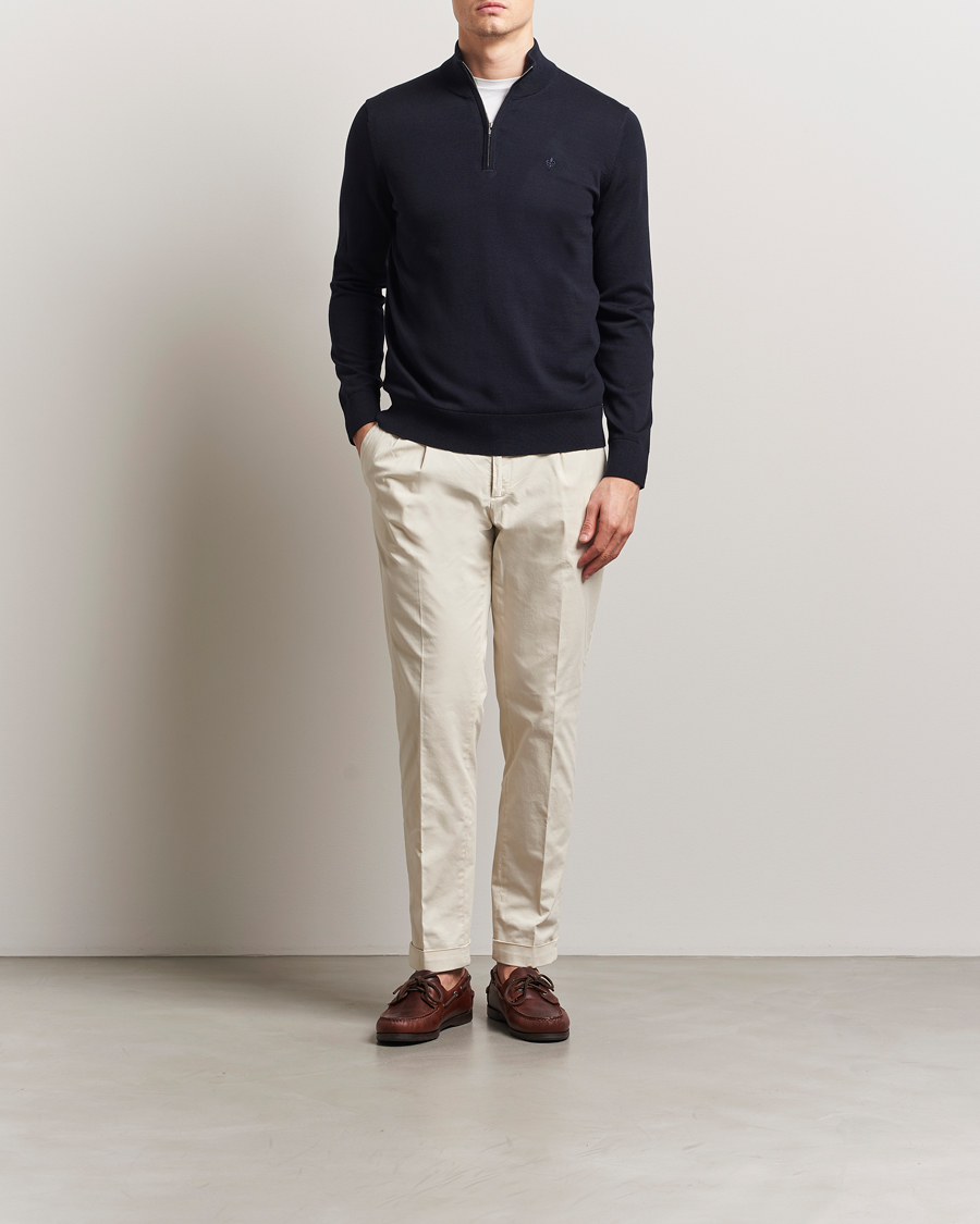 Herren | Pullover | Morris | Riley Cotton Half Zip Dark Blue