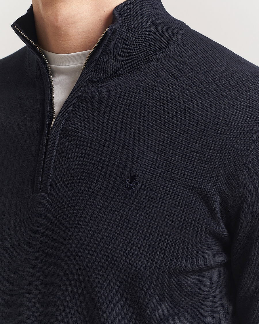 Herren | Pullover | Morris | Riley Cotton Half Zip Dark Blue