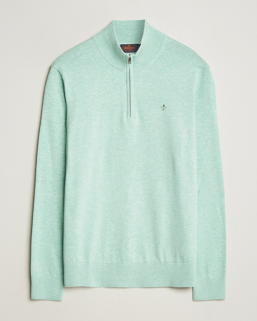 Herren | Pullover | Morris | Riley Cotton Half Zip Light Green