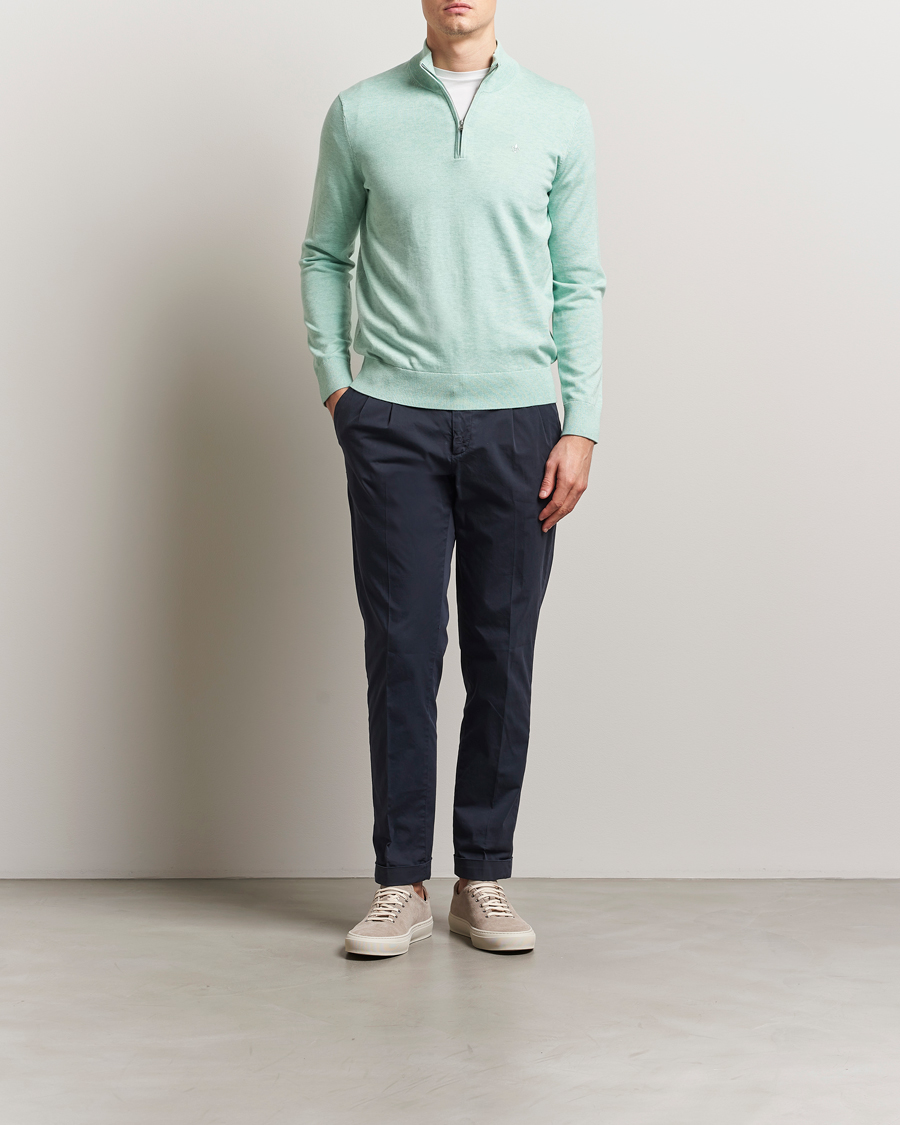 Herren | Pullover | Morris | Riley Cotton Half Zip Light Green
