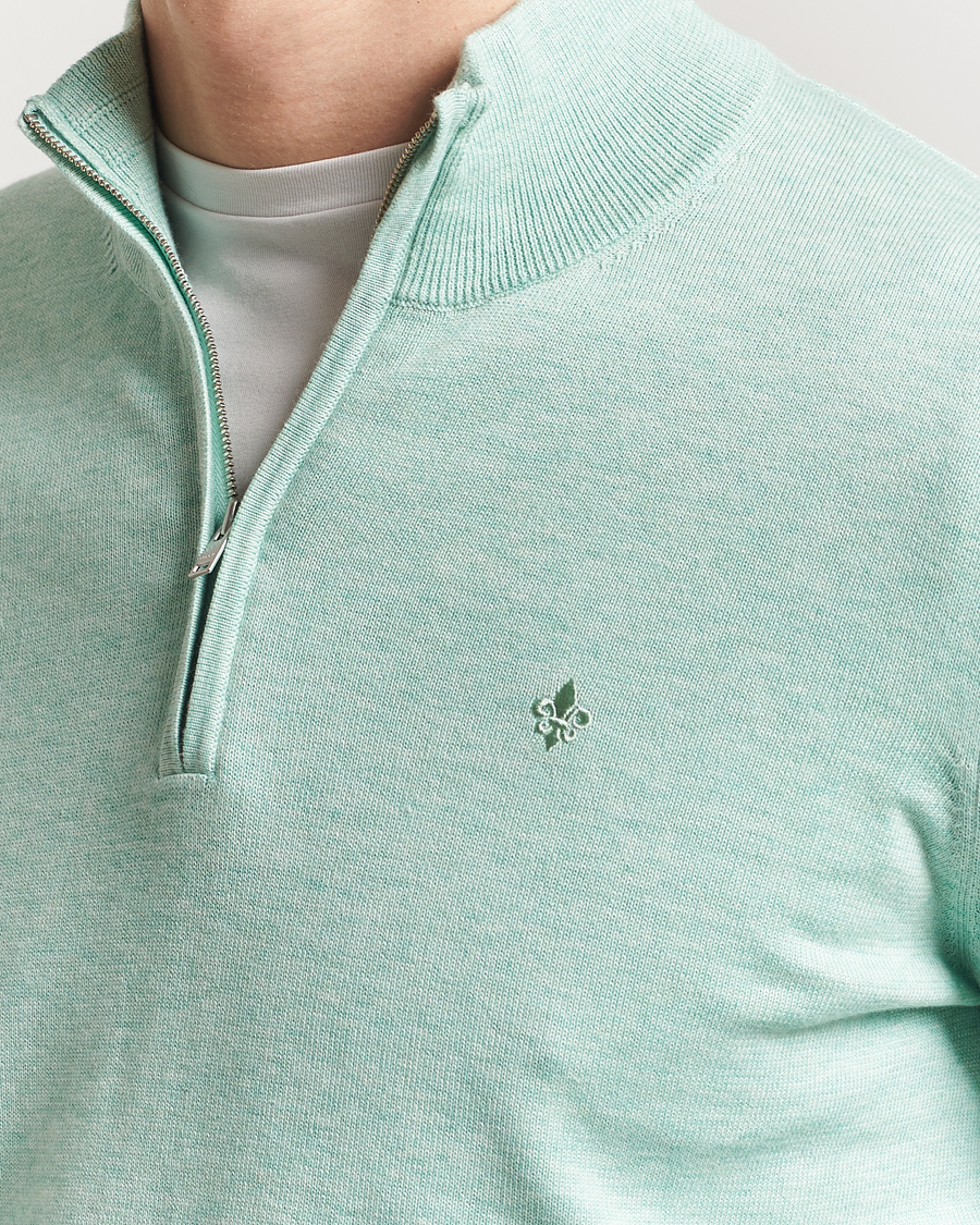 Herren | Pullover | Morris | Riley Cotton Half Zip Light Green