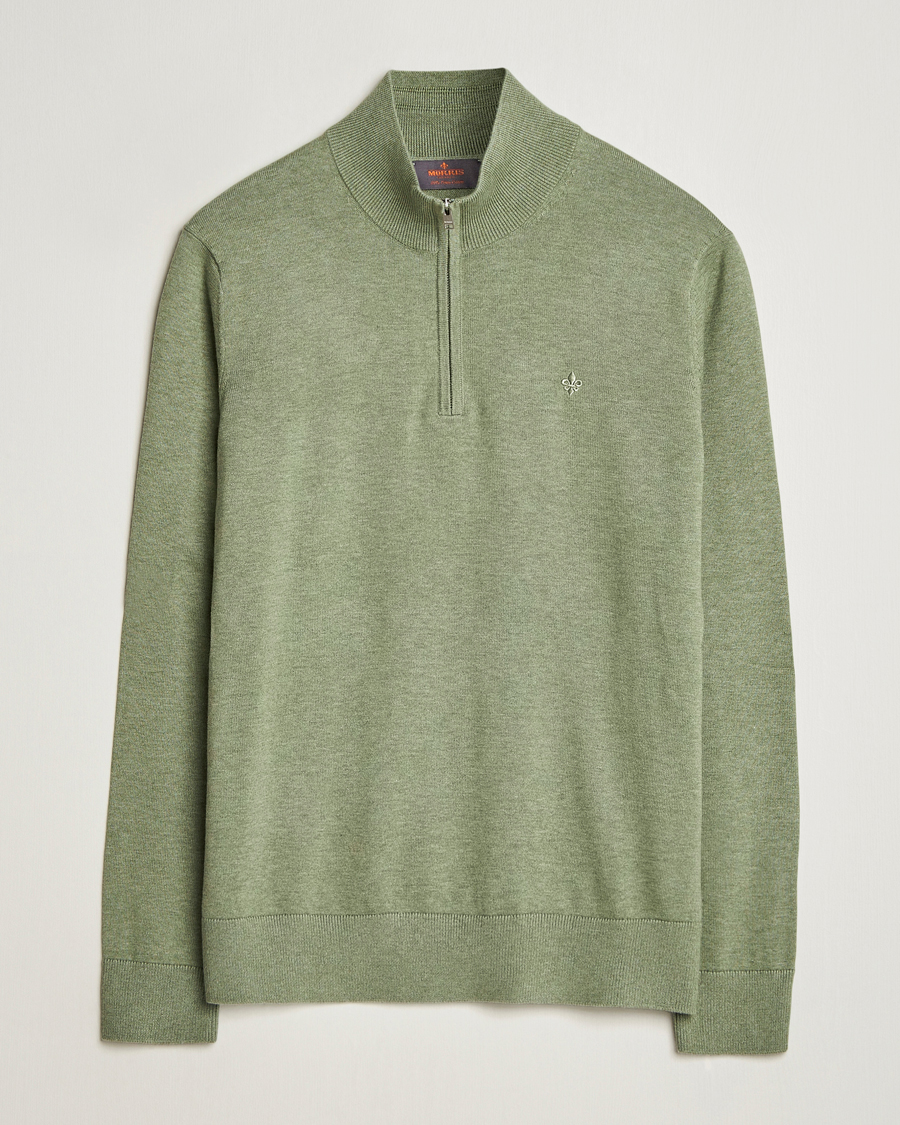 Herren | Pullover | Morris | Riley Cotton Half Zip Olive