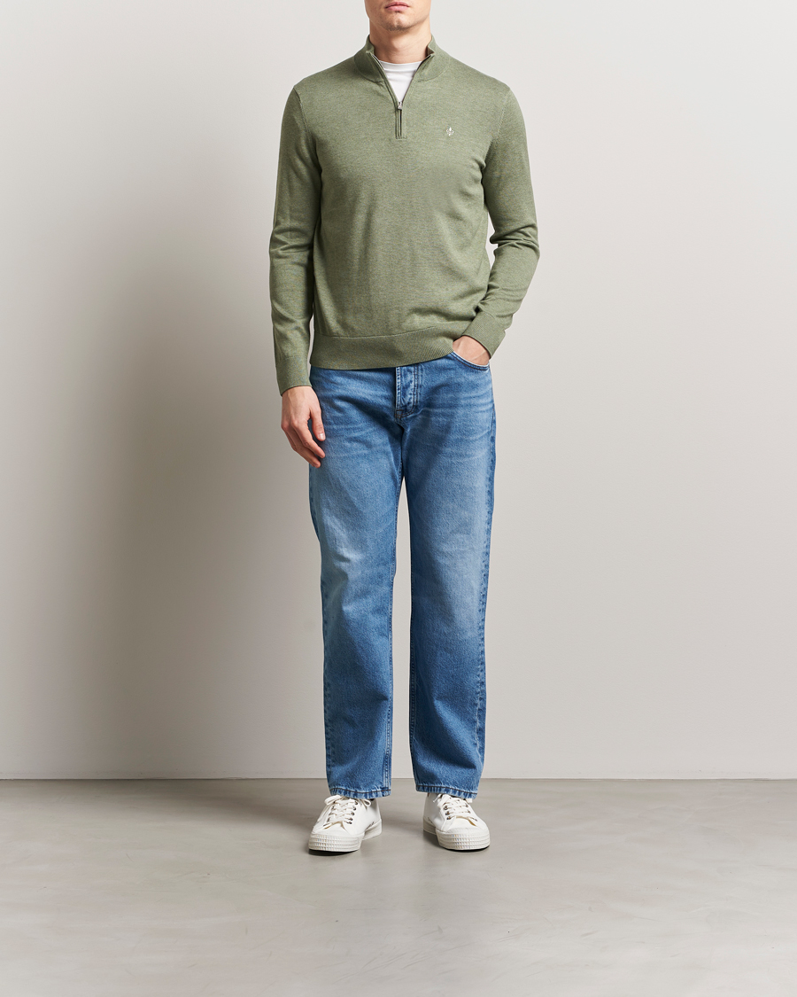 Herren | Pullover | Morris | Riley Cotton Half Zip Olive