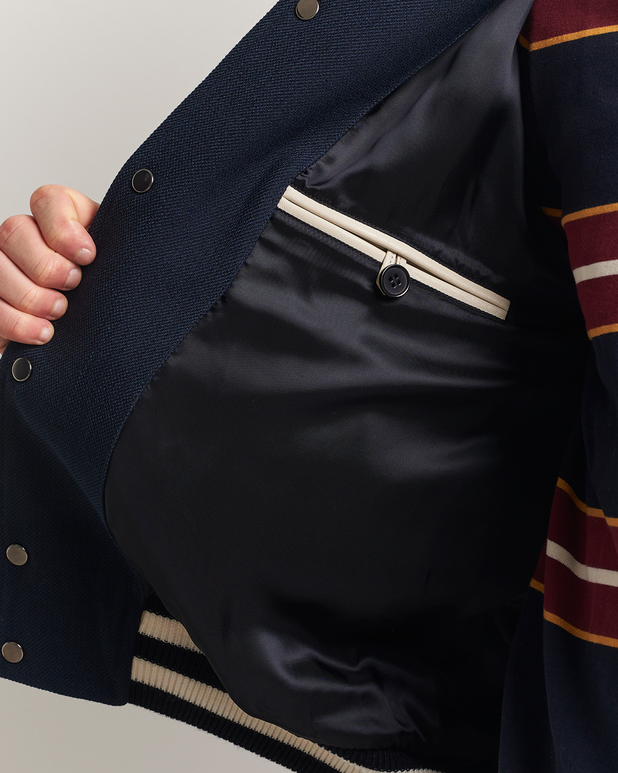 Herren | Jacken | GANT 240 Mulberry Street | Leather Mix Varsity Jacket Navy