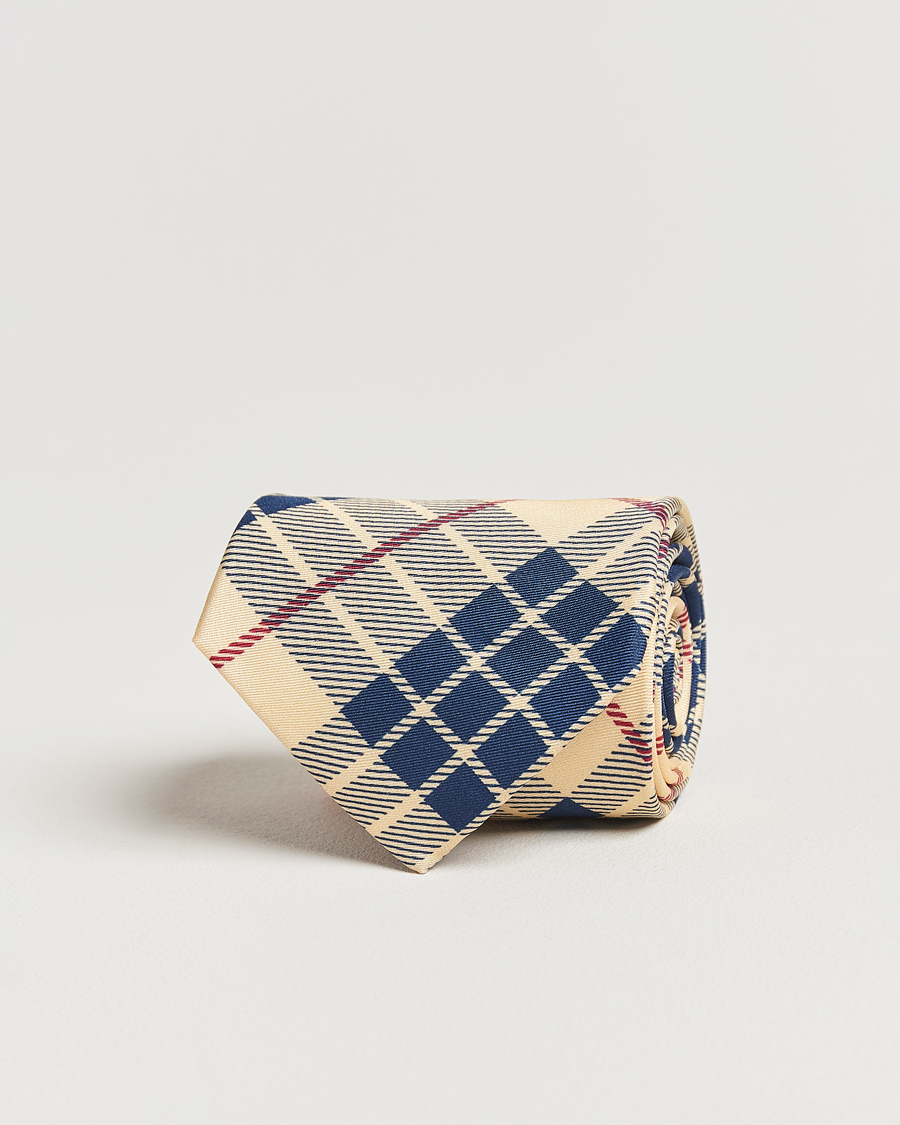 Herren | GANT 240 Mulberry Street Printed Check Silk Tie Dusty Light Yellow | GANT 240 Mulberry Street | Printed Check Silk Tie Dusty Light Yellow