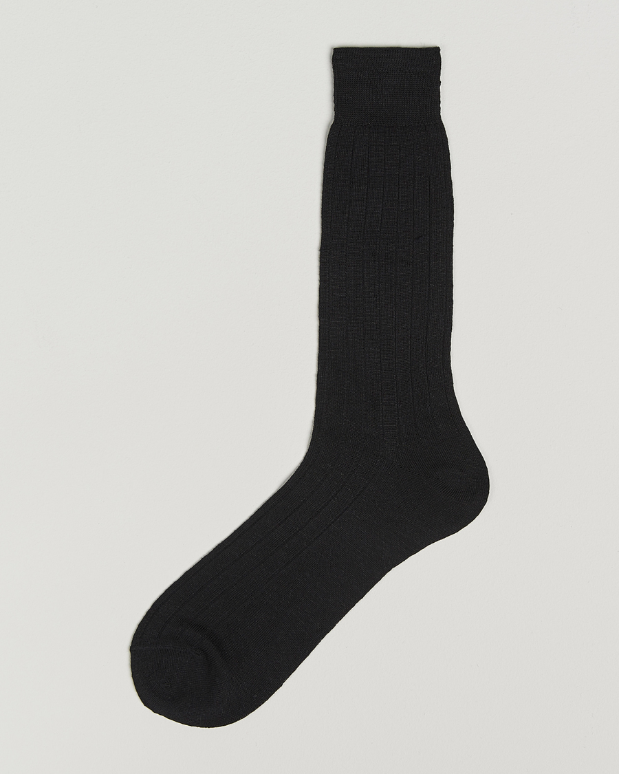 Herren | Unterwäsche | Bresciani | Linen Ribbed Short Socks Black
