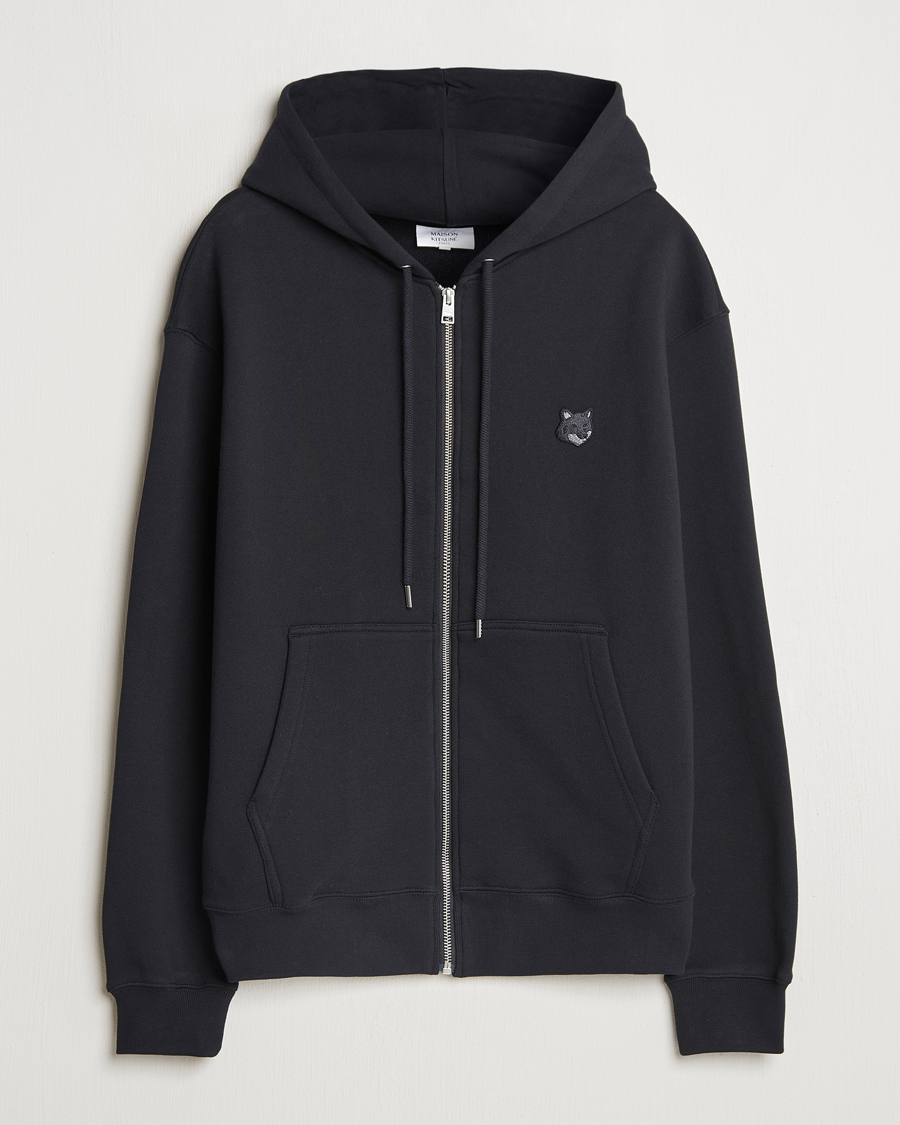 Herren | Pullover | Maison Kitsuné | Tonal Fox Head Full Zip Hoodie Black