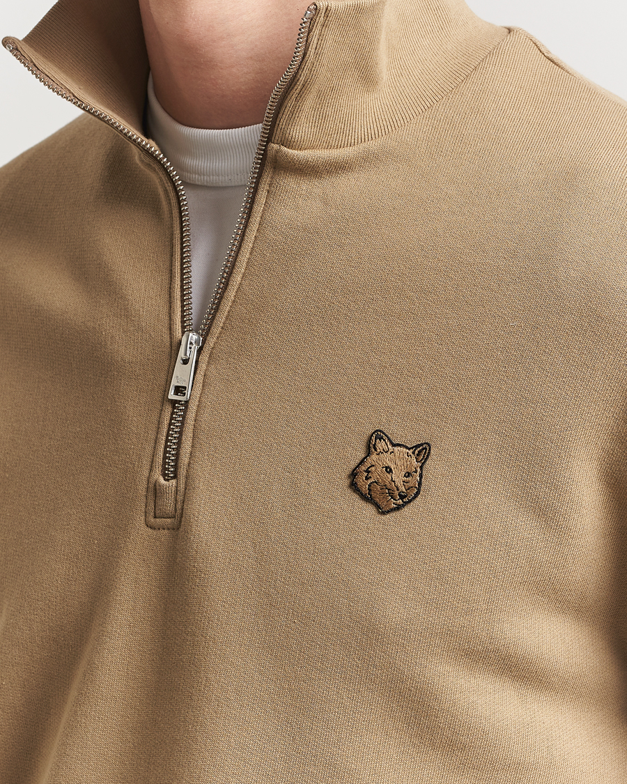 Herren | Pullover | Maison Kitsuné | Tonal Fox Head Half Zip Sweatshirt Cardamon