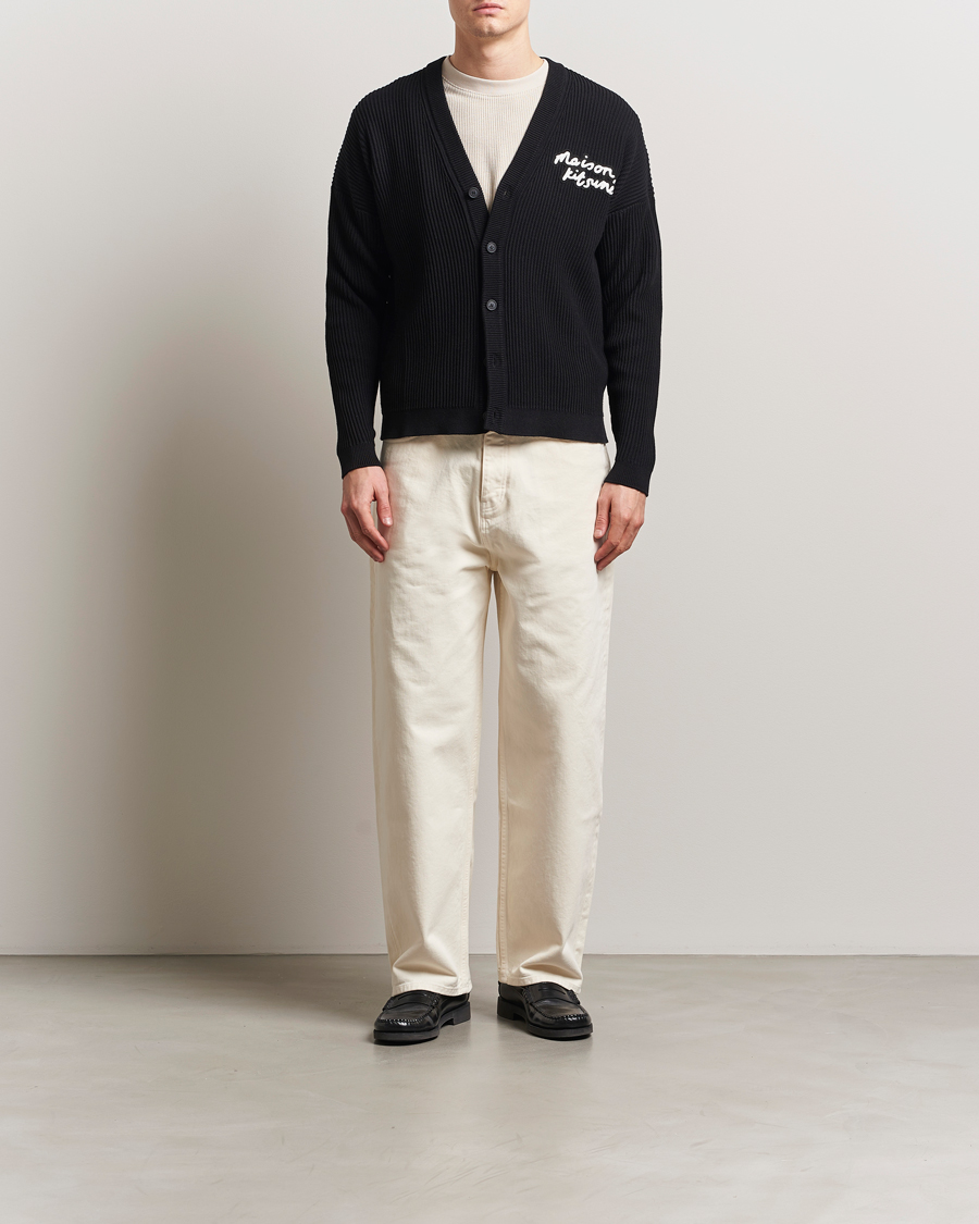 Herren | Pullover | Maison Kitsuné | Handwriting Rib Knitted Cardigan Black