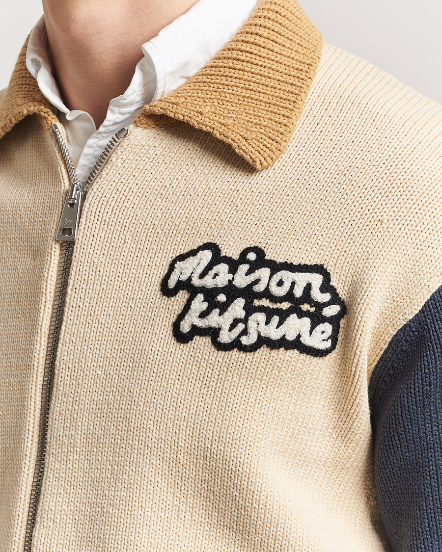 Herren | Jacken | Maison Kitsuné | Knitted College Varsity Jacket Rich Vanilla