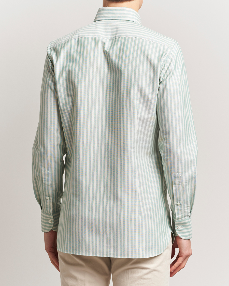 Herren | Hemden | 100Hands | Striped Japan Oxford Button Under Shirt Green