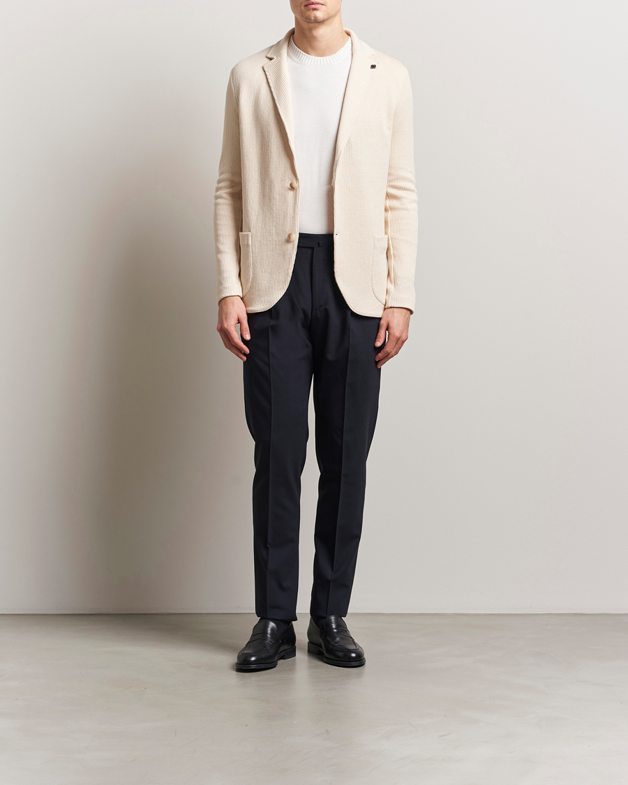 Herren | Sakkos | Gran Sasso | Linen/Cotton Knitted Blazer Cream