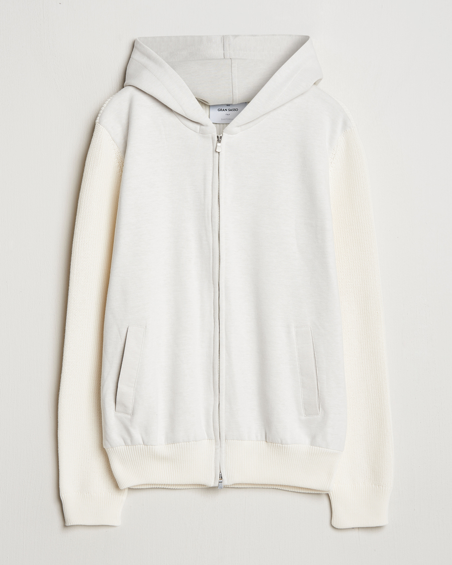 Herren | Pullover | Gran Sasso | Cotton Knitted Full Zip Hoodie Cream
