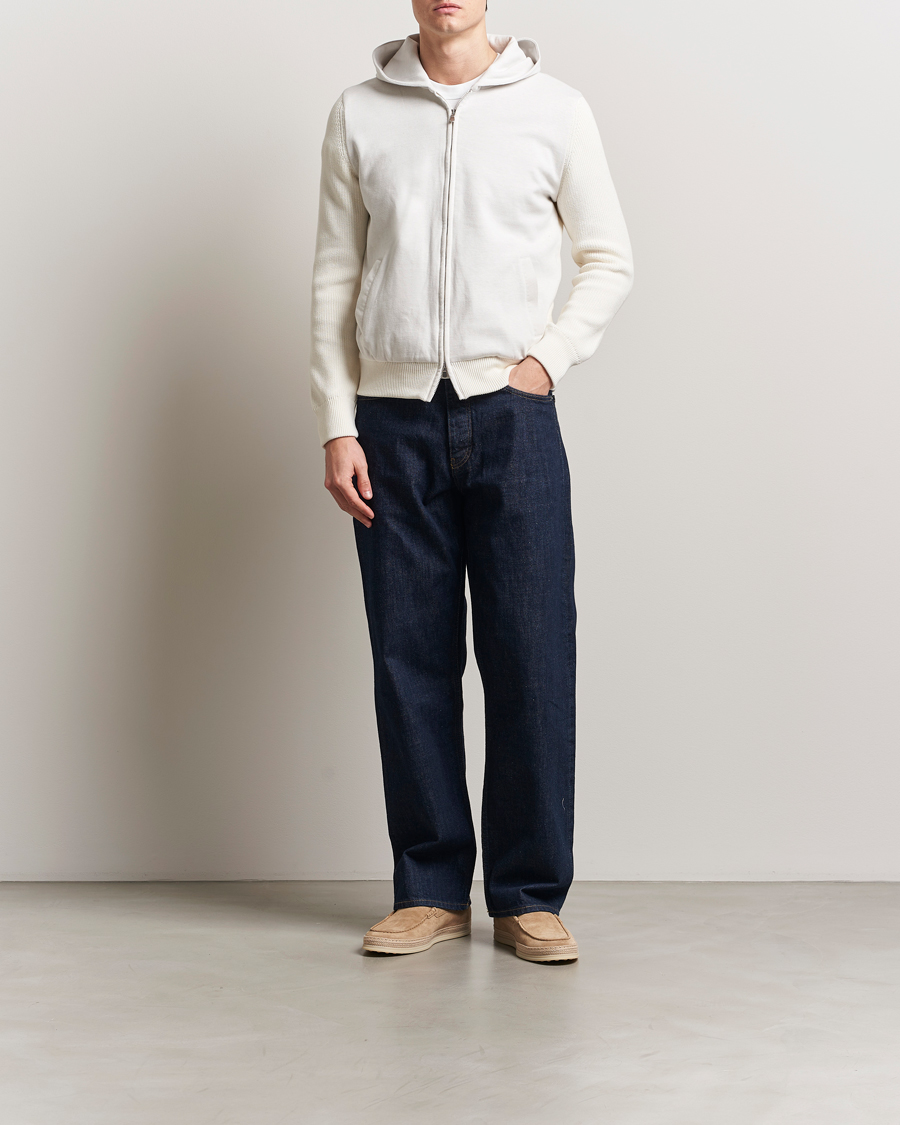 Herren | Pullover | Gran Sasso | Cotton Knitted Full Zip Hoodie Cream