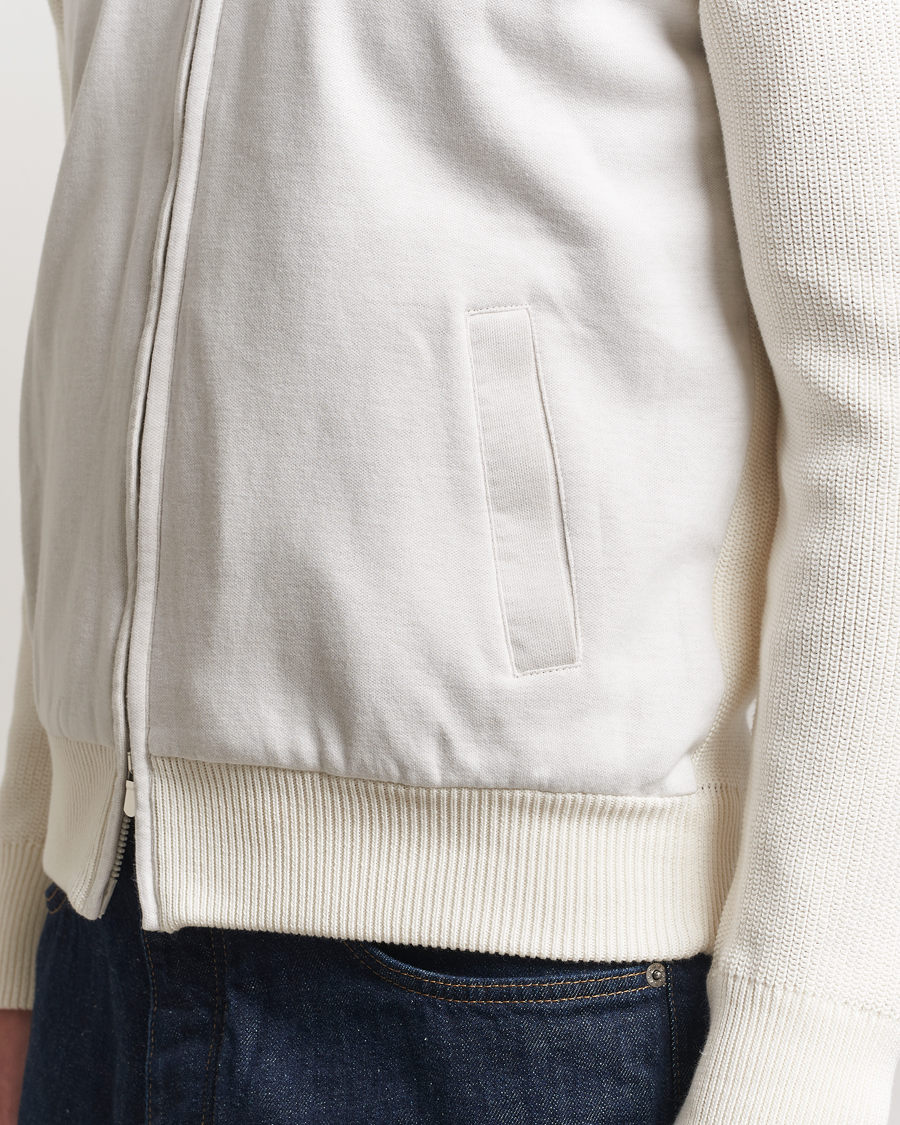 Herren | Pullover | Gran Sasso | Cotton Knitted Full Zip Hoodie Cream