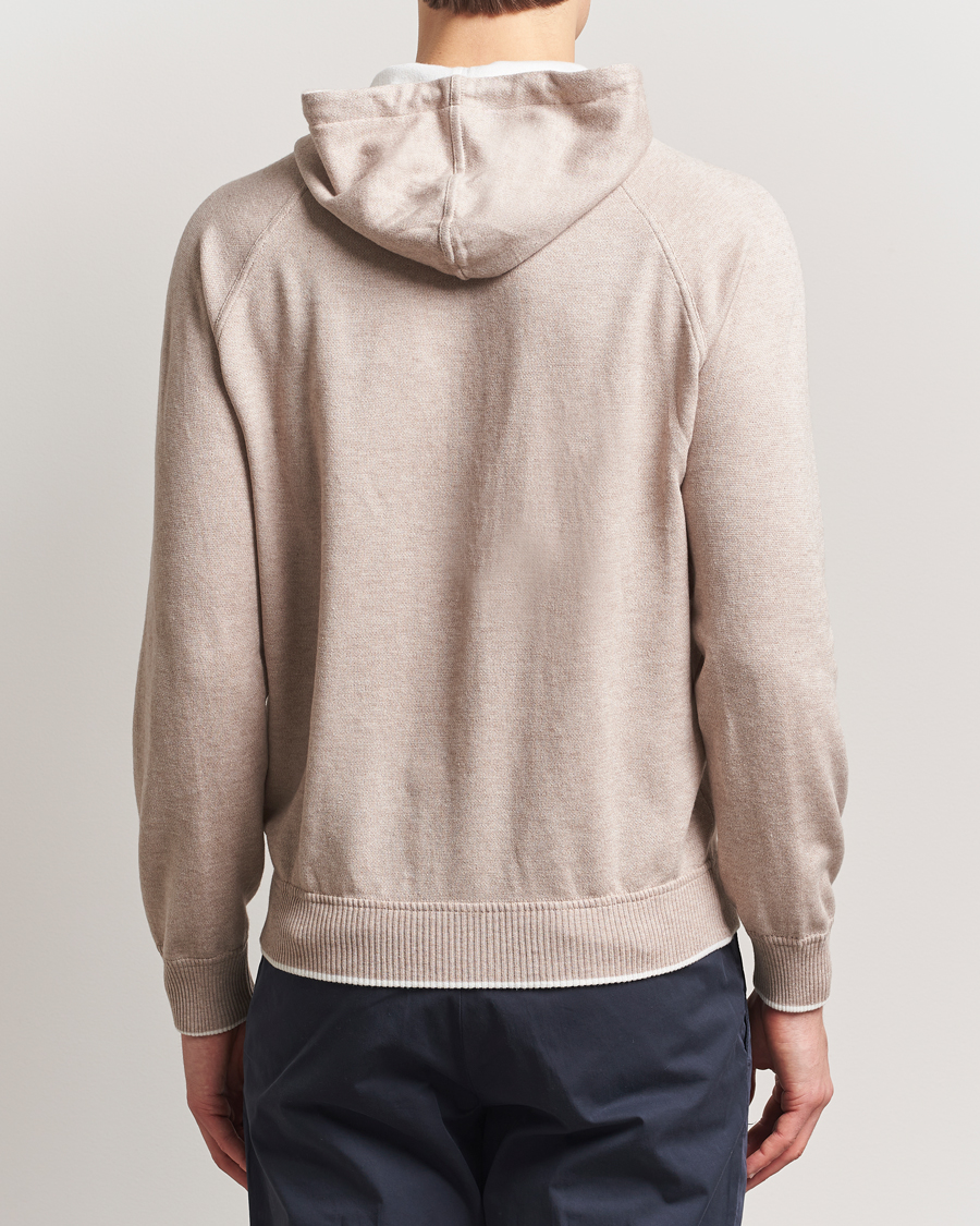 Herren | Pullover | Gran Sasso | Cotton/Cashmere Knitted Hooded Full Zip Beige